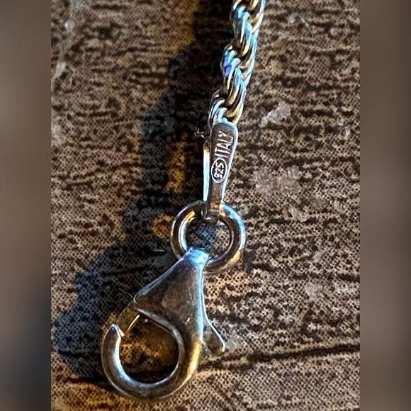 Italy 925 Sterling Silver Rope Chain Bracelet Lobster Clasp Stamped 7" - Picture 3 of 4